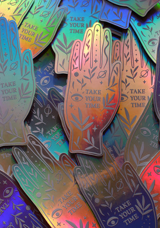 TAKE YOUR TIME - HOLOGRAPHISCHER STICKER - 10 STÜCK
